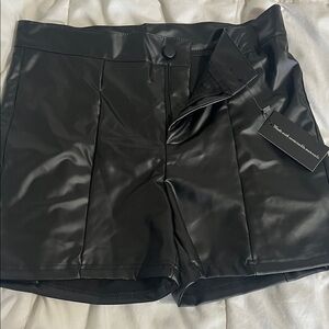 Black Women's Faux Leather Shorts